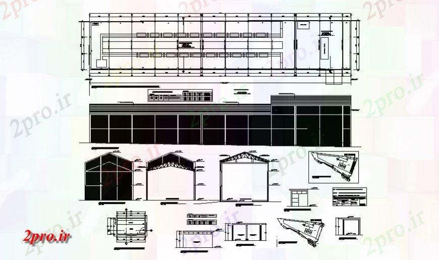 دانلود نقشه کارخانه صنعتی  ، کارگاه نما انبار صنعتی ، بخش و خودکار  جزئیات  (کد128645)