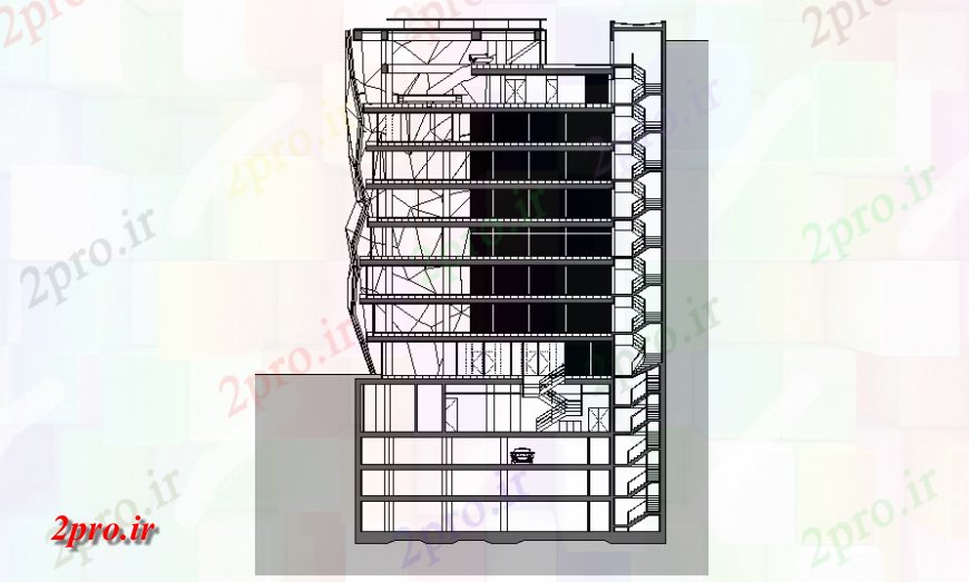 دانلود نقشه ساختمان مرتفعبخش از بلند ساختمان تجاری   (کد128710)
