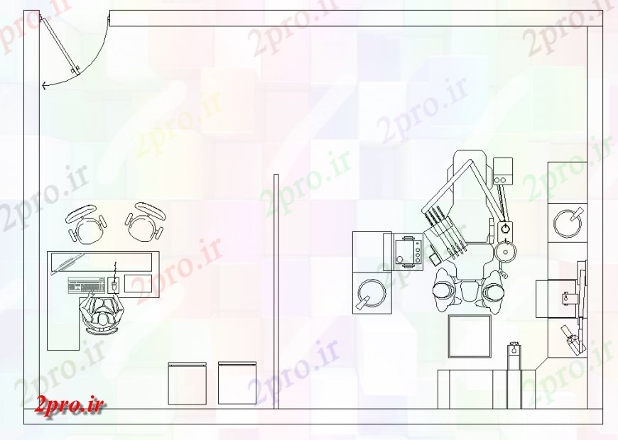 دانلود نقشه بیمارستان - درمانگاه - کلینیک طرحی کلینیک طراحی 4 در 8 متر (کد128729)