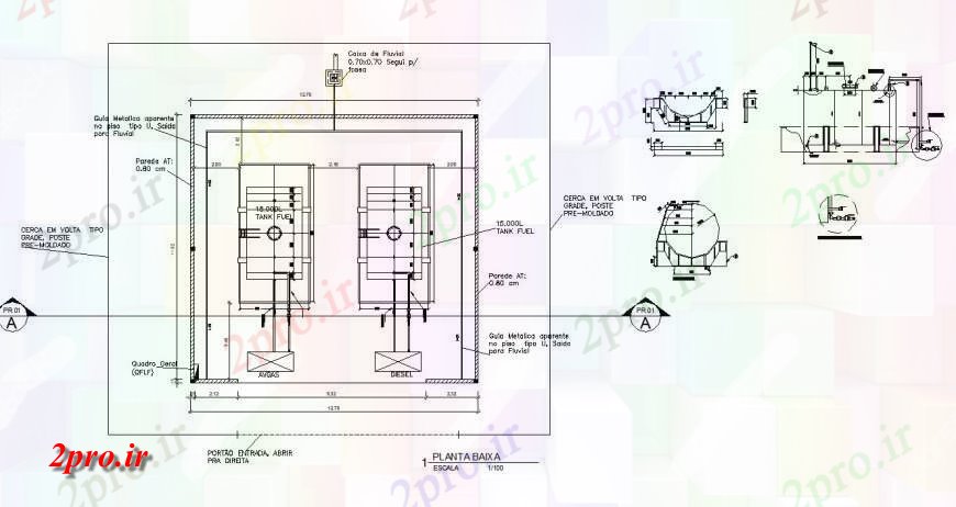 دانلود نقشه جزئیات ساخت و ساز بنزین مخزن سوخت پمپ جزئیات   طرحی بلوک  (کد128740)