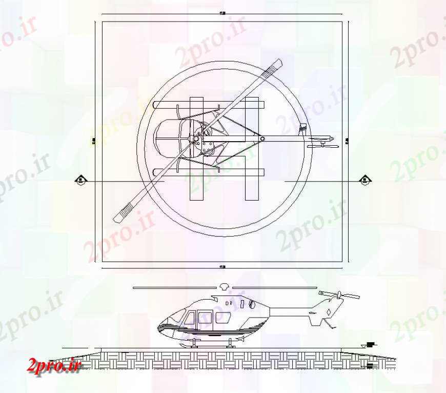 دانلود نقشه فرودگاه هلیکوپتر جزئیات پارکینگ  طرحی بلوک  (کد128760)