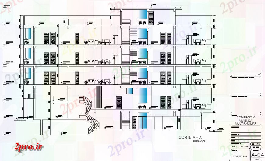 دانلود نقشه مسکونی ، ویلایی ، آپارتمان چند آپارتمان ساخت و ساز بخش طراحی 5 در 27 متر (کد128768)