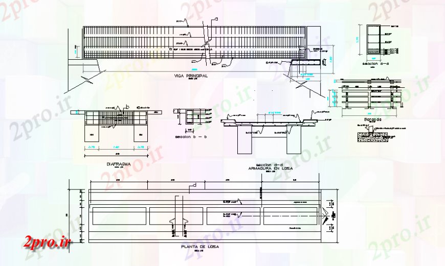 دانلود نقشه جزئیات ساخت پل بخش پل بتنی  طراحی (کد128779)
