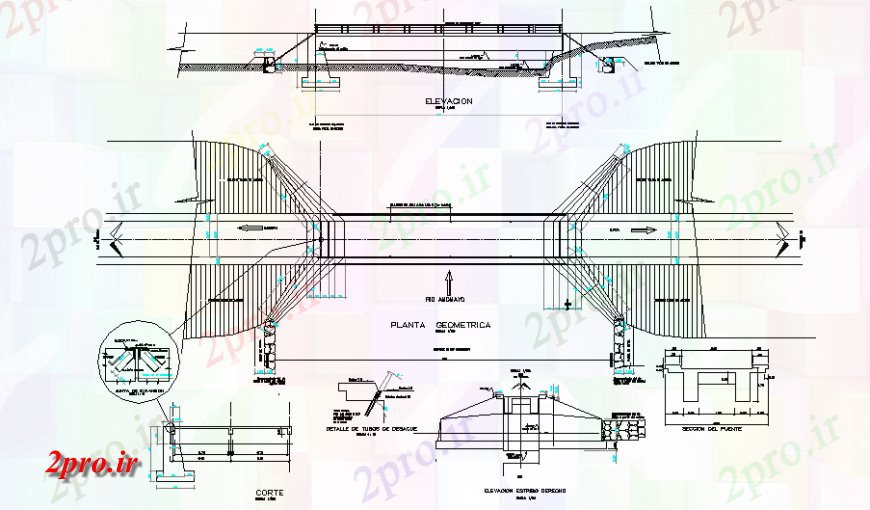دانلود نقشه جزئیات ساخت پل جزئیات طرحی پل و بخش (کد128782)