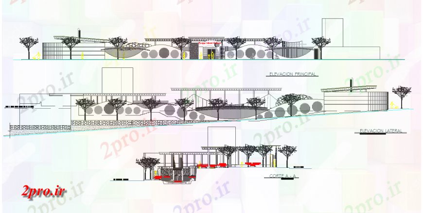 دانلود نقشه باغ بخش پارک کودکان فرهنگی و نما طراحی  (کد128809)