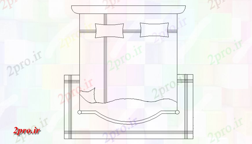 دانلود نقشه بلوک مبلمان تخت  طرح (کد128845)