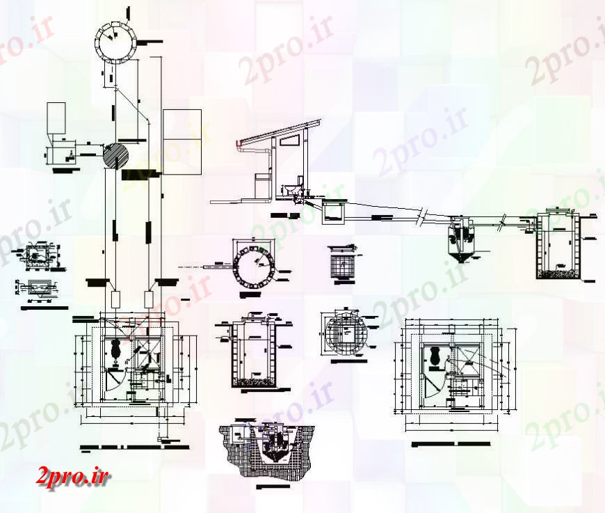 دانلود نقشه حمام مستر توالت و سیستم فاضلاب بهداشتی  ساختاری  (کد128858)