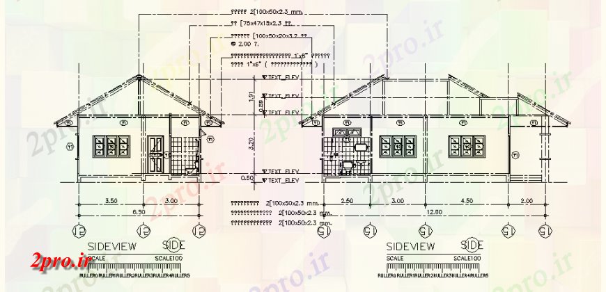 دانلود نقشه مسکونی ، ویلایی ، آپارتمان طبقه خانه طراحی جزئیات نما تنها اتوکد 12 در 18 متر (کد128915)