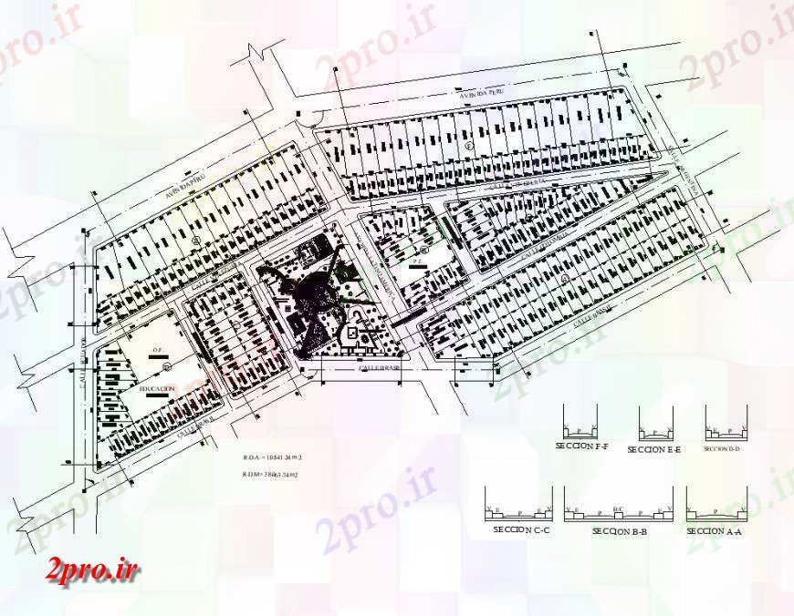 دانلود نقشه برنامه ریزی شهری جزئیات برنامه ریزی ناحیه طرحی 32 در 49 متر (کد128929)