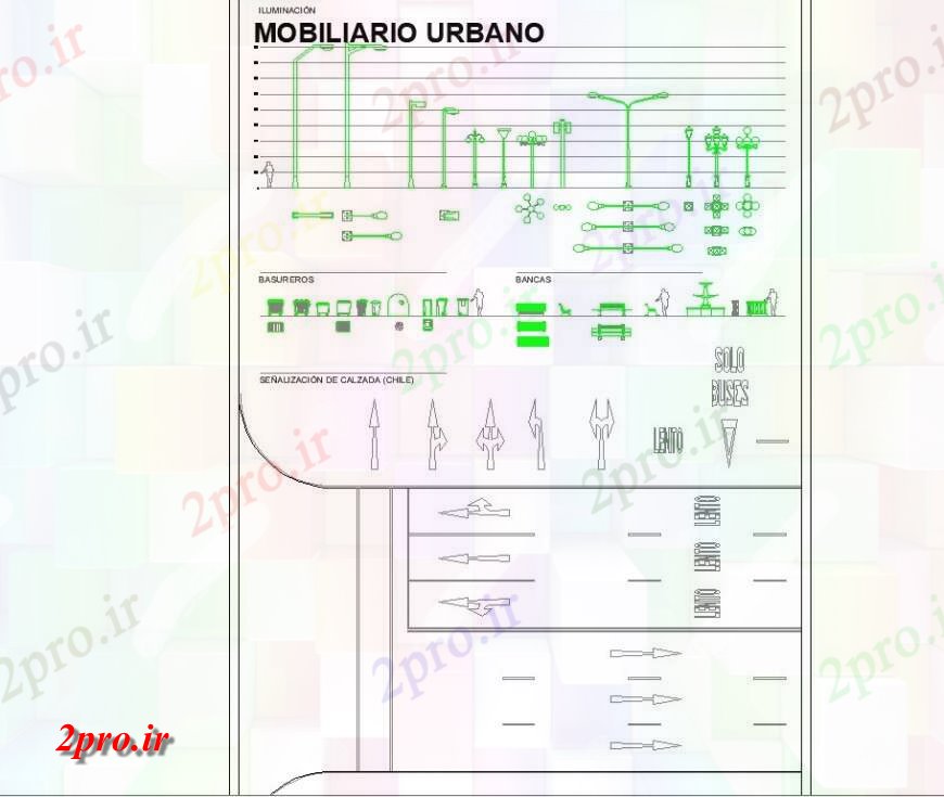 دانلود نقشه برنامه ریزی شهری مبلمان فضای و علامت طراحی  (کد128951)