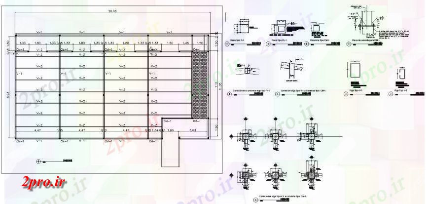 دانلود نقشه جزئیات ساخت و ساز ساختار و ساخت و ساز طراحی شعبه  (کد128953)