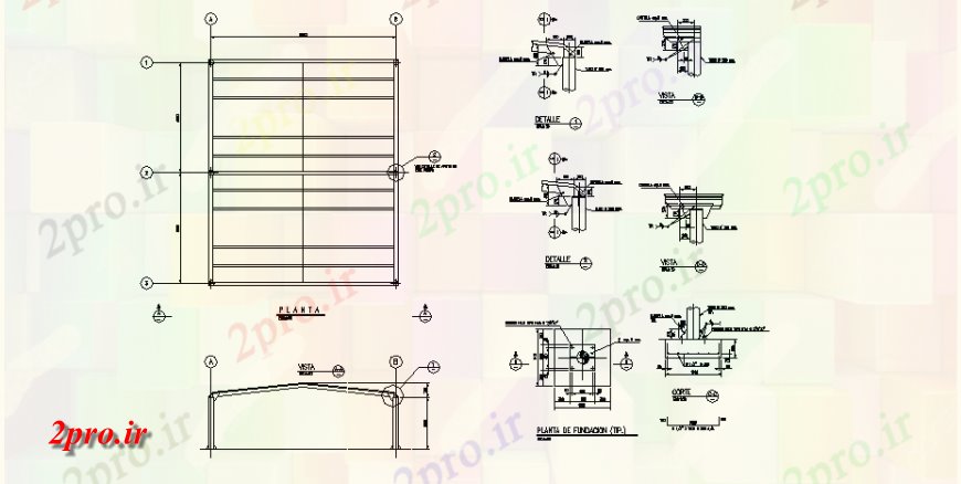 دانلود نقشه جزئیات ساخت و ساز جزئیات پوشش خرپا طراحی  اتوکد (کد128982)