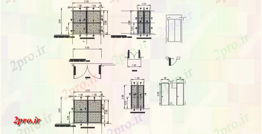 دانلود نقشه جزئیات طراحی در و پنجره  جزئیات درب طراحی  اتوکد (کد128989)