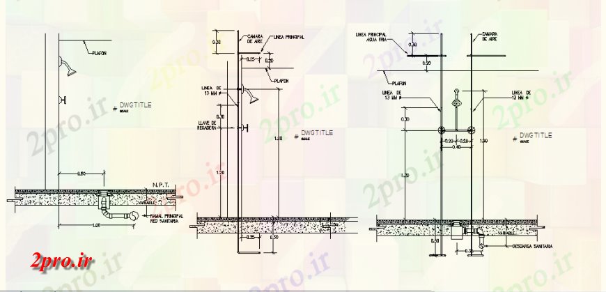 دانلود نقشه جزئیات لوله کشی دوش طراحی جزئیات پانل  اتوکد (کد128990)