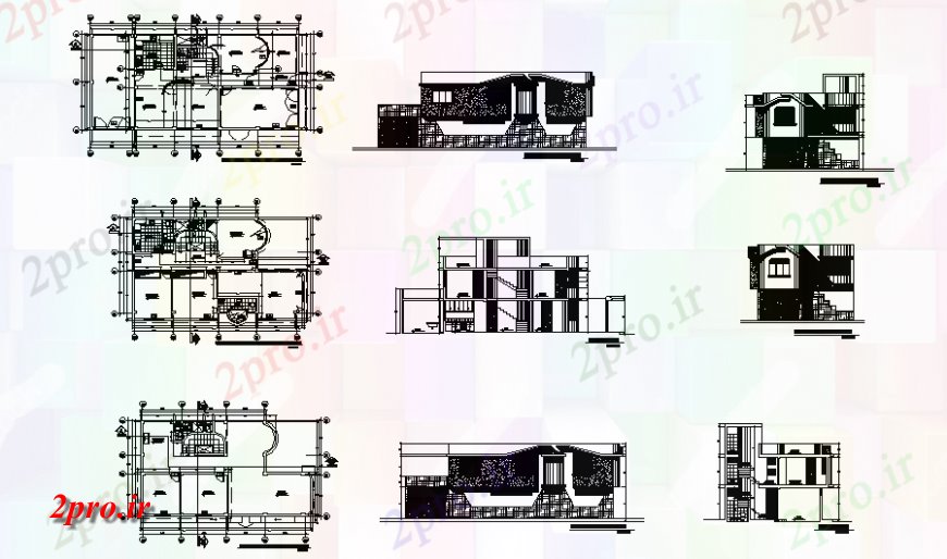 دانلود نقشه مسکونی ، ویلایی ، آپارتمان طرحی خانه جدا، نما و بخش 4 در 7 متر (کد129026)