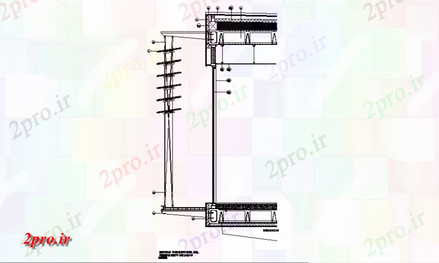 دانلود نقشه جزئیات ساخت و ساز سایبان قرار دادن جزئیات با افقی بخش دنده جزئیات (کد129030)