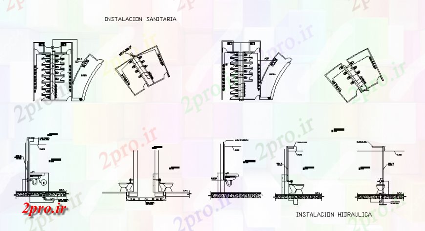 دانلود نقشه حمام مستر جزئیات توالت عمومی در طرحی و بخش 93 در 180 متر (کد129045)