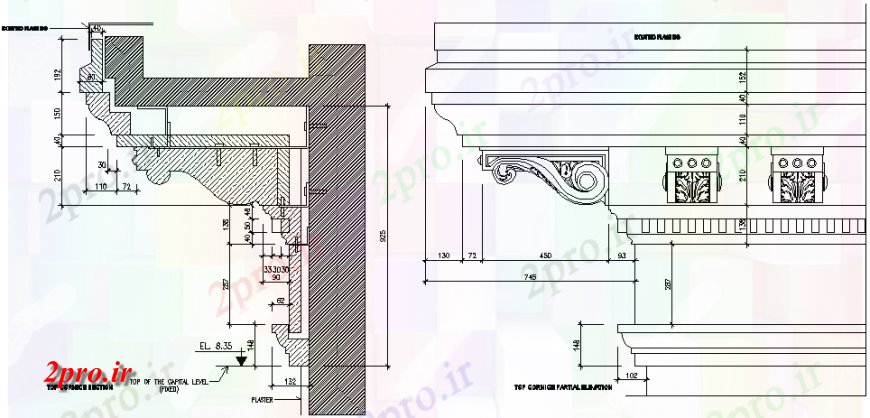 دانلود نقشه بلوک ، آرام ، نماد براکت دیوار های تزئینی بلوک های  (کد129047)