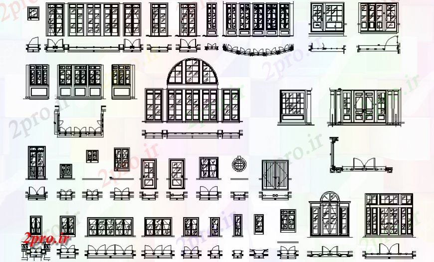 دانلود نقشه جزئیات طراحی در و پنجره  درب و پنجره مجموعه کلاسیک بلوک  (کد129063)