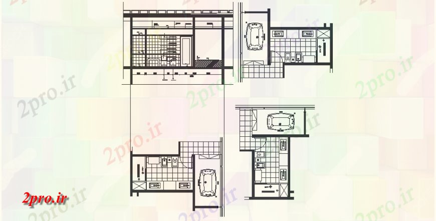 دانلود نقشه حمام مستر طرحی جزئیات توالت و نما  اتوکد (کد129067)