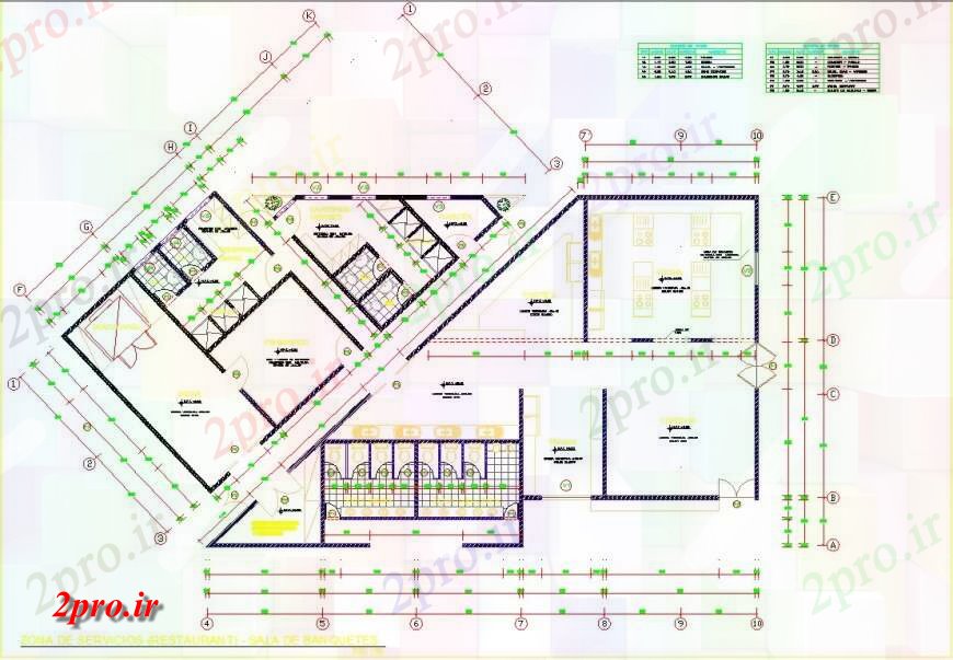 دانلود نقشه هتل - رستوران - اقامتگاه خدمات منطقه از رستوران طراحی 13 در 29 متر (کد129076)