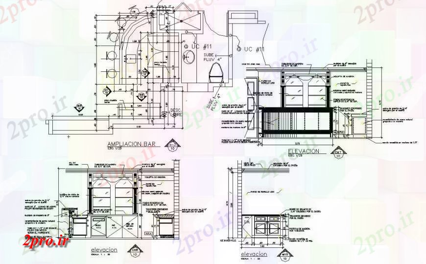 دانلود نقشه هتل - رستوران - اقامتگاه  طرحی نوار کوچک و نما مقطعی طراحی  (کد129078)