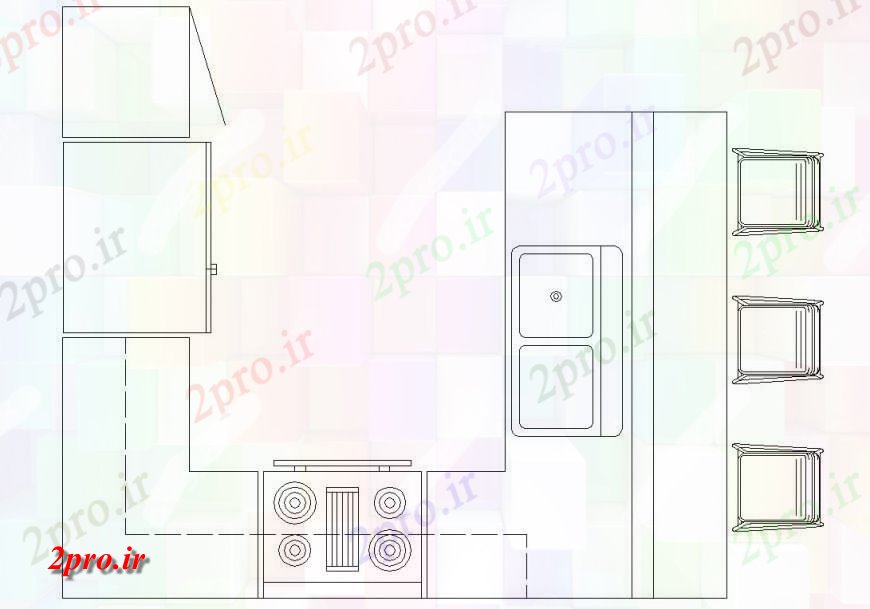 دانلود نقشه آشپزخانه آشپزخانه طرحی خانه به (کد129081)