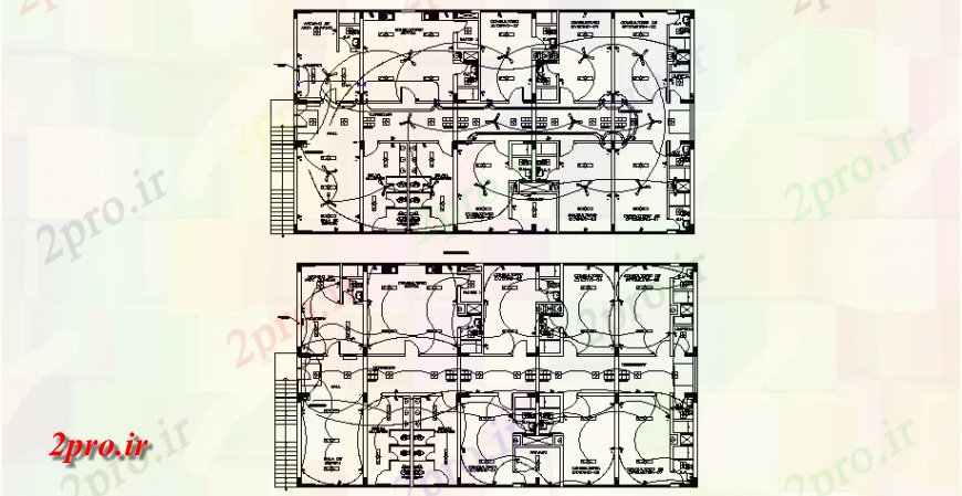 دانلود نقشه بیمارستان - درمانگاه - کلینیک طراحی های الکتریکی کلینیک پزشکی در اتوکد 14 در 26 متر (کد129085)