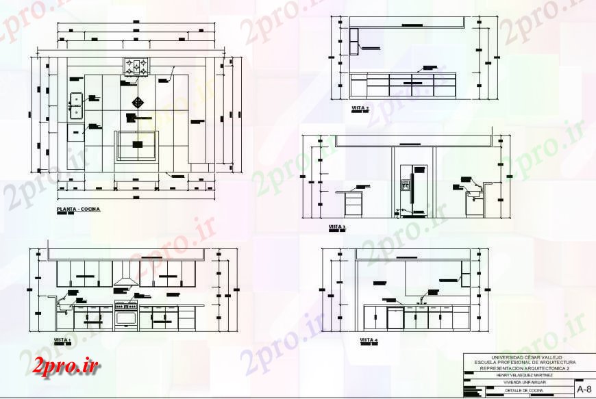 دانلود نقشه آشپزخانه ویلا جزئیات طراحی آشپزخانه طراحی  (کد129094)