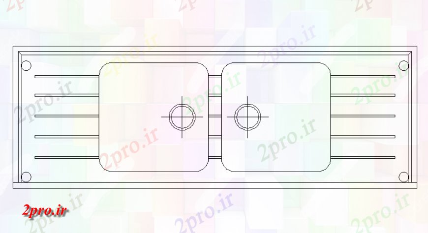 دانلود نقشه جزئیات لوله کشی دو سینک   (کد129128)