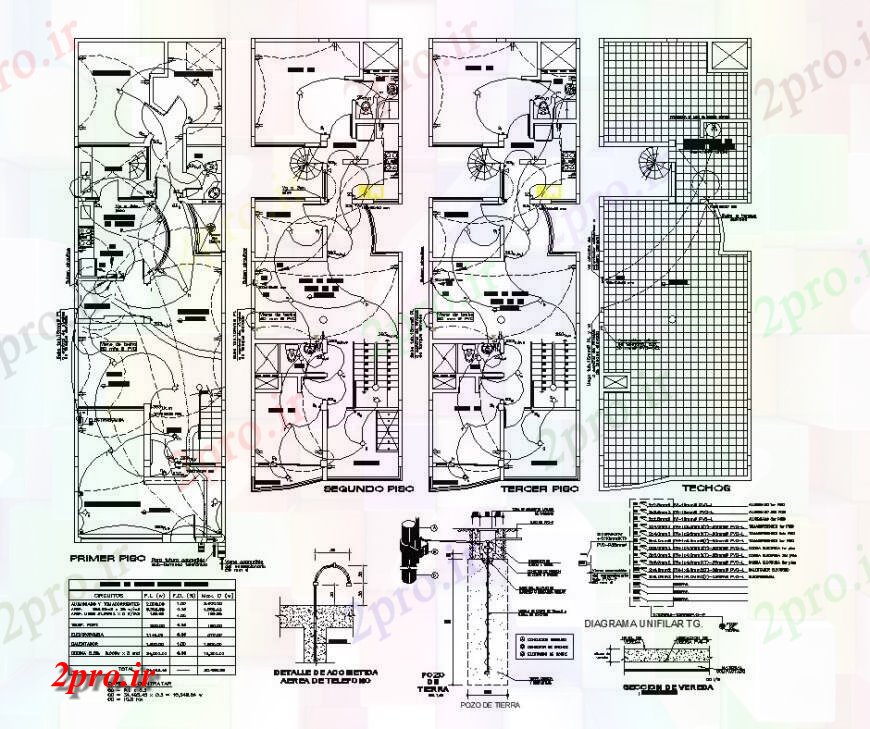 دانلود نقشه طراحی داخلی اتصالات برق از ساختار ساختمان دو بعدی طرحی 6 در 20 متر (کد129131)