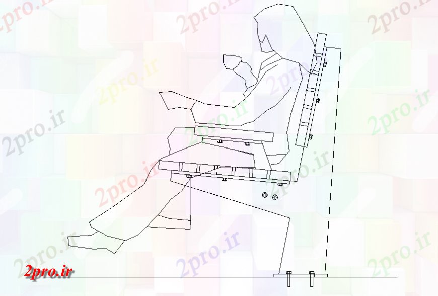 دانلود نقشه میز و صندلی صندلی چندگانه 2 د طرحی جزئیات (کد129167)