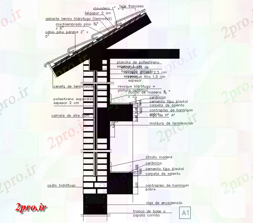 دانلود نقشه جزئیات ساخت و ساز جزئیات ساخت و ساز دیوار بیرونی و خرپا اتوکد (کد129175)