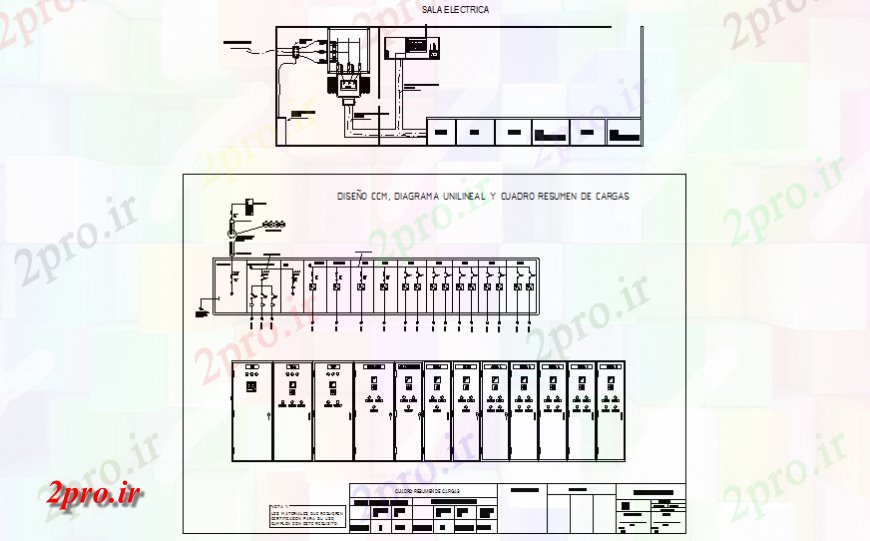 دانلود نقشه اتوماسیون و نقشه های برق طراحی CCM، تک خطی نمودار و جدول خلاصه بارهای  (کد129209)