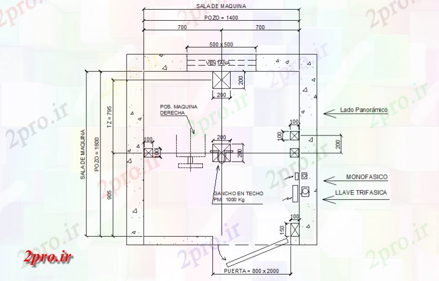دانلود نقشه  جزئیات آسانسور و   داخلی نصب و راه اندازی  اتاق ماشین طبقه  طراحی   (کد129210)