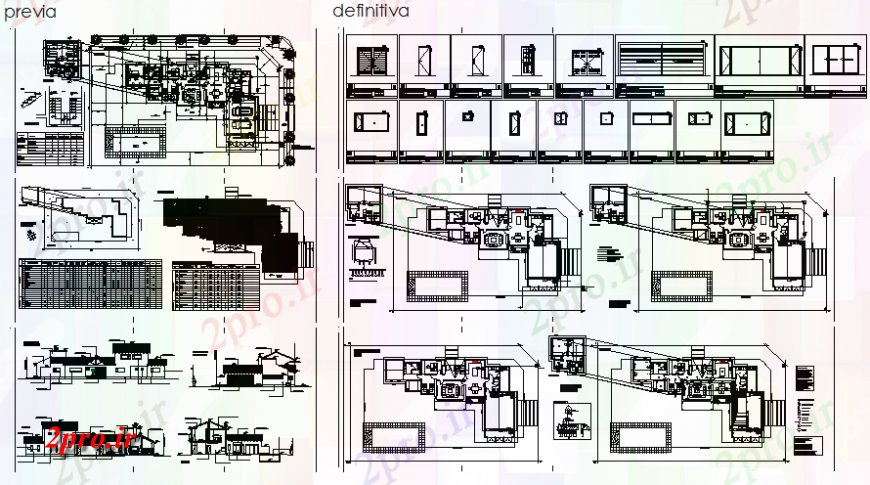 دانلود نقشه مسکونی ، ویلایی ، آپارتمان نما خانه های مسکونی، بخش، طرحی طبقه، نصب و راه اندازی درب و خودکار جزئیات 22 در 40 متر (کد129217)