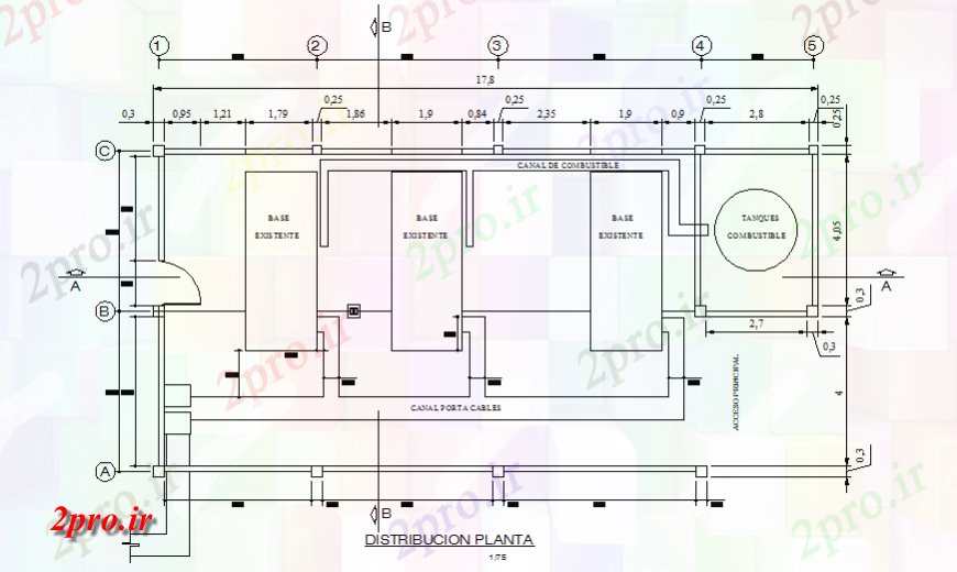 دانلود نقشه جزئیات و طراحی داخلی دفتر جزئیات طرحی توزیع ساختمان اداری 8 در 17 متر (کد129223)