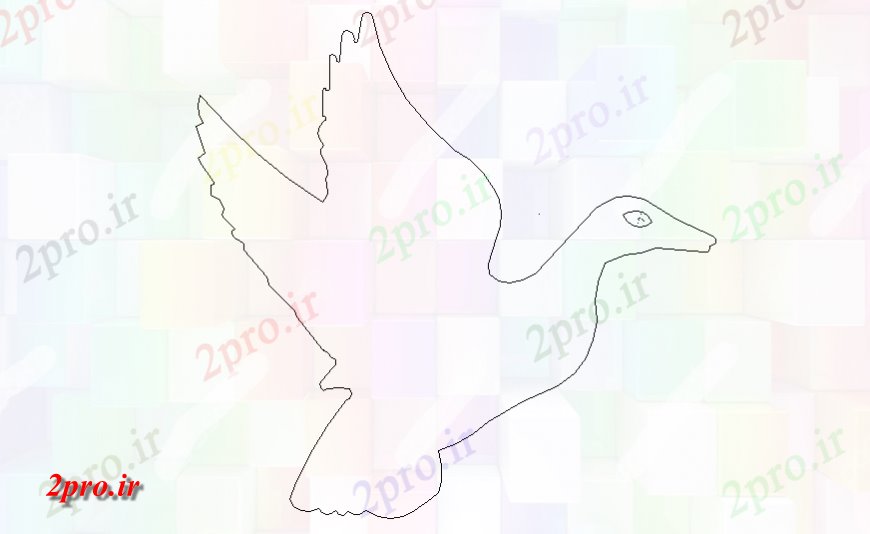 دانلود نقشه بلوک حیوانات پرواز اردک سمت نما  (کد129244)