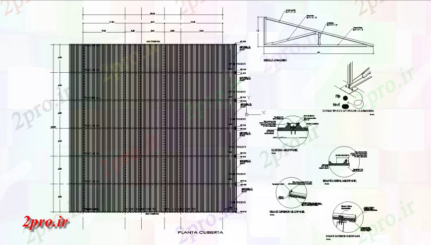 دانلود نقشه جزئیات ساخت و ساز جزئیات خرپا از ساختمان  اتوکد (کد129249)