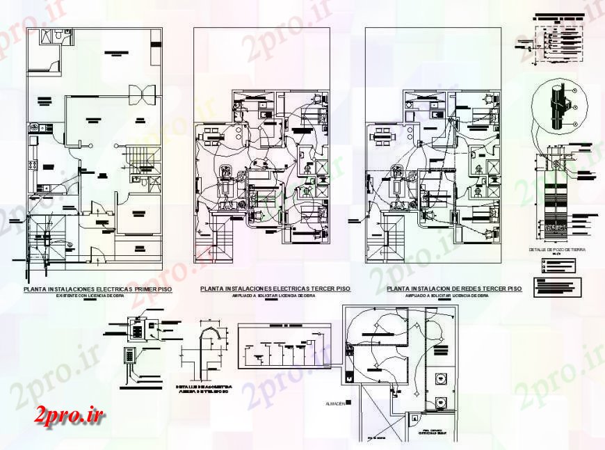 دانلود نقشه برق مسکونی نصب و راه اندازی برق در ساختمان دو بعدی بلوک 10 در 17 متر (کد129258)