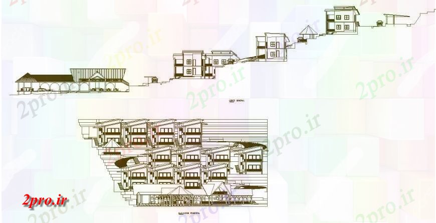 دانلود نقشه معماری معروف توریستی تخت بخش منطقه تفریحی و نما 7 در 10 متر (کد129317)