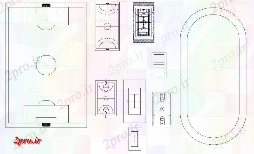 دانلود نقشه ورزشگاه ، سالن ورزش ، باشگاه توپ سبد خرید و طراحی رگبار دادگاه توپ  (کد129347)