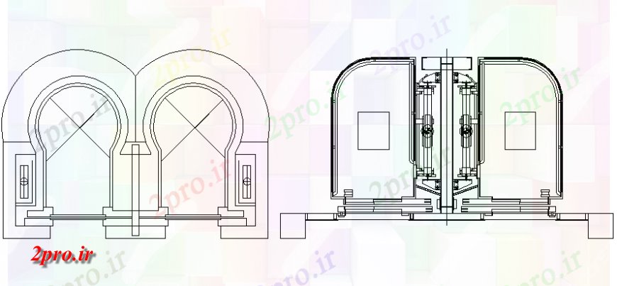 دانلود نقشه  جزئیات آسانسور و     پانوراما طراحی   (کد129367)