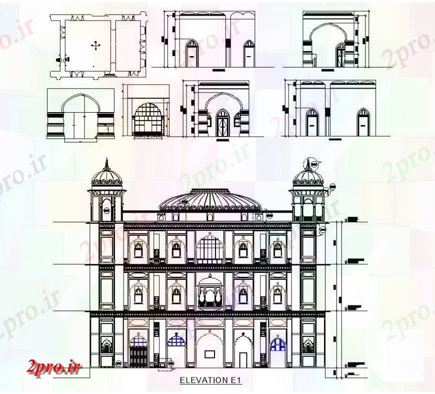 دانلود نقشه معماری معروف معماری میراث ساختمان جزئیات طرحی بلوک ساختاری 26 در 29 متر (کد129434)