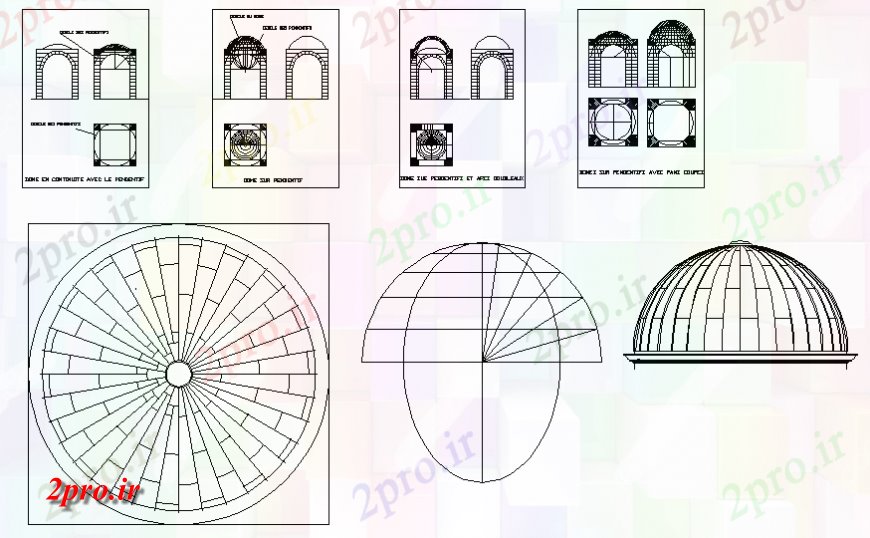 دانلود نقشه بلوک ، آرام ، نماد ستون پویا، قوس و گنبد بلوک رسم (کد129443)