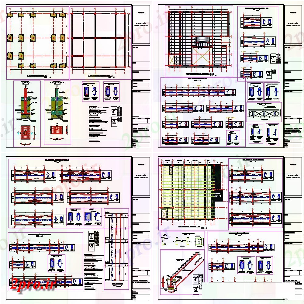 دانلود نقشه جزئیات ستون ستون و اتصال پرتو جزئیات طرحی بلوک ساختاری  (کد129492)