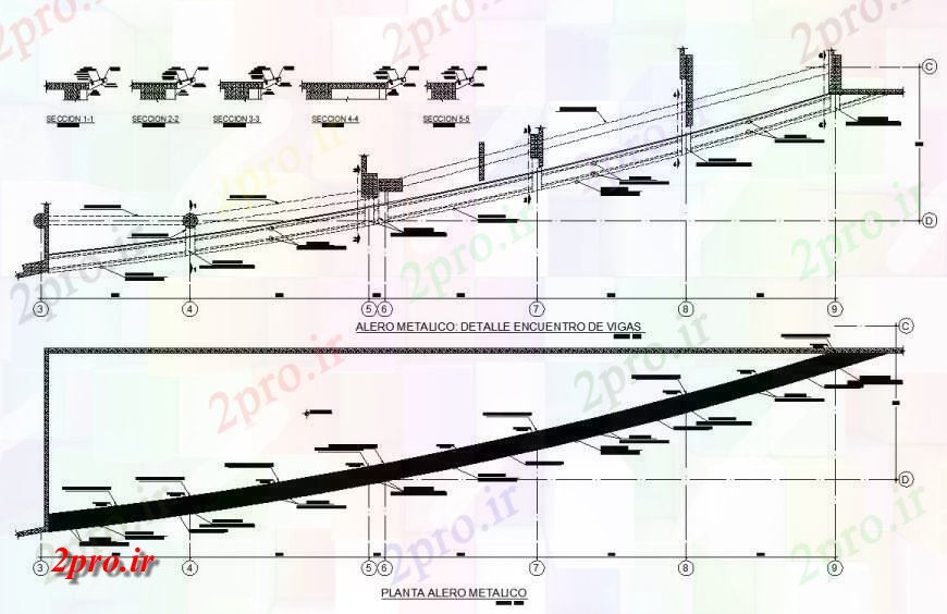 دانلود نقشه جزئیات ساخت و ساز پیش امدگی لبه بام سقف ساختار جزئیات طرحی بلوک ساختاری  (کد129499)