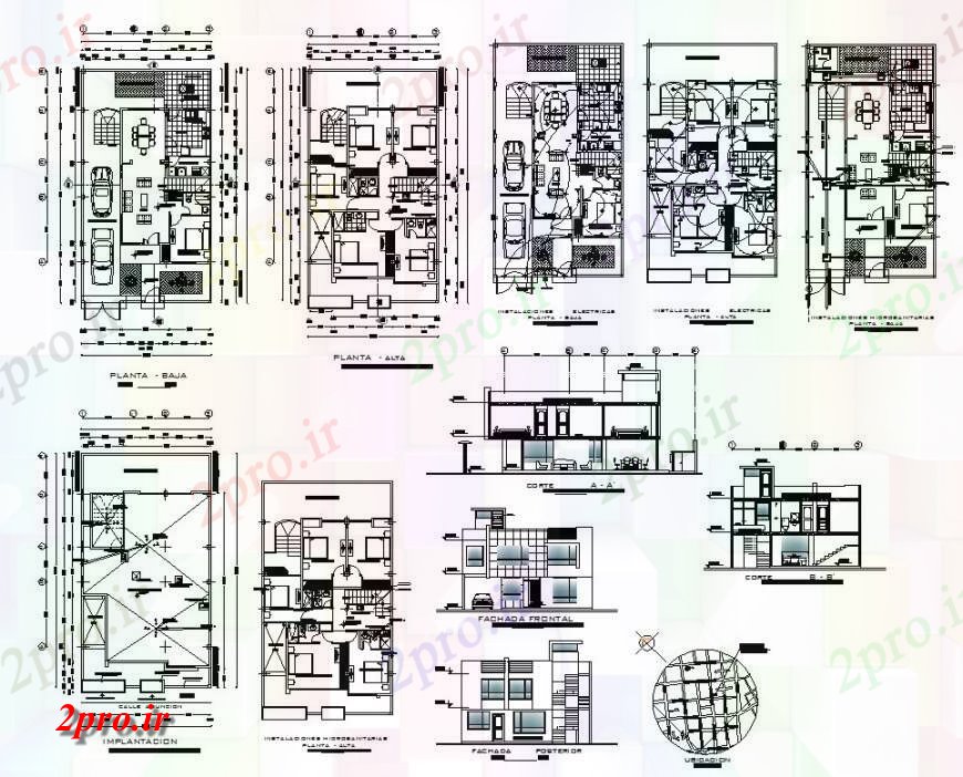 دانلود نقشه مسکونی  ، ویلایی ، آپارتمان  طرحی خانه های مسکونی، نما و بخش جزئیات  بلوک ساختاری  چیدمان اتوکد (کد129519)