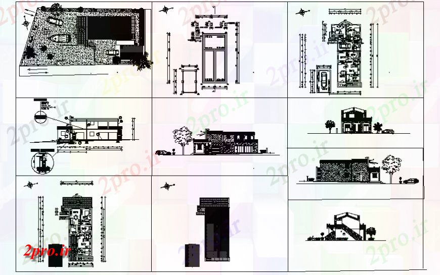 دانلود نقشه مسکونی ، ویلایی ، آپارتمان خانه های تک خانواده نما، بخش، برنامه، ساختار و خودکار جزئیات 21 در 49 متر (کد129525)