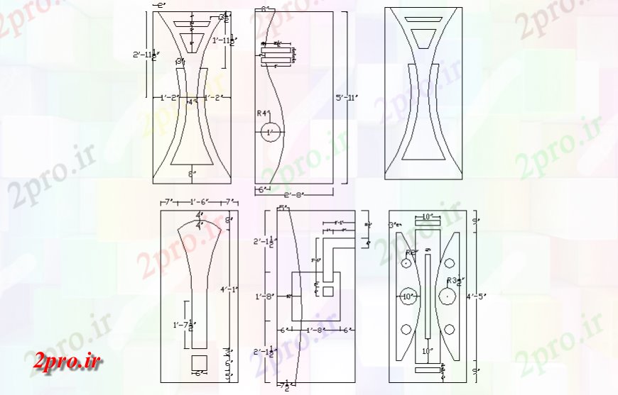 دانلود نقشه جزئیات طراحی در و پنجره  درب های متعدد نمابلوک جزئیات  (کد129545)